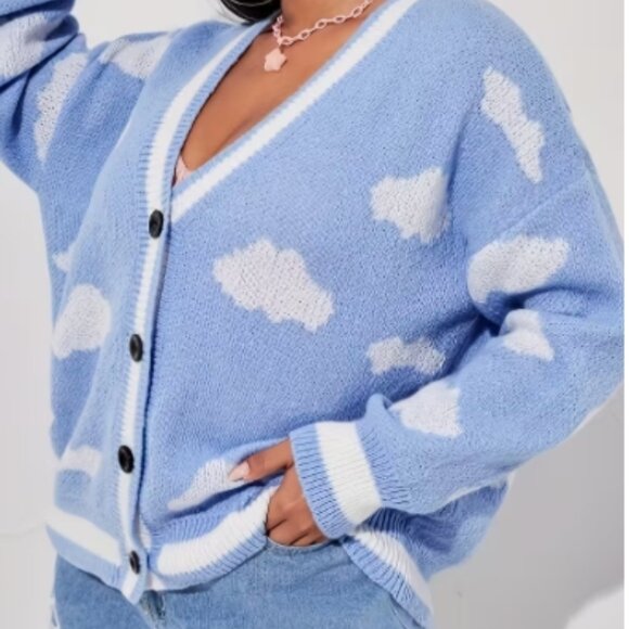 Plus Size, Women's Sweater Thick Soft Cute Cloud Design - Picture 1 of 1